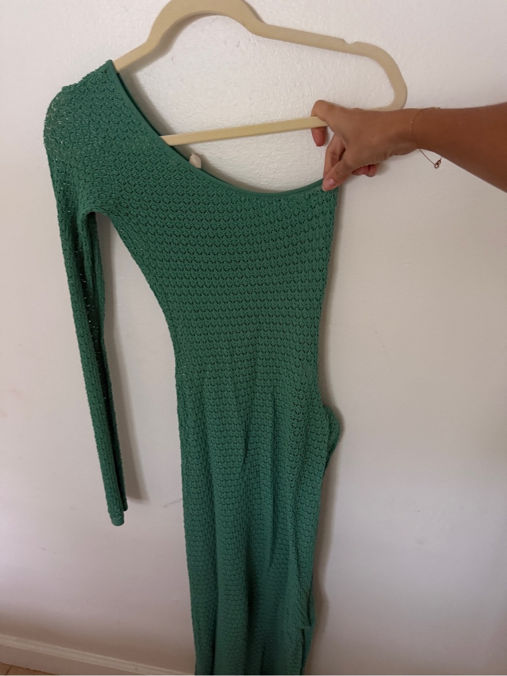 Monday Swimwear Teal Green Asymmetrical One-Sleeve Knit Dress